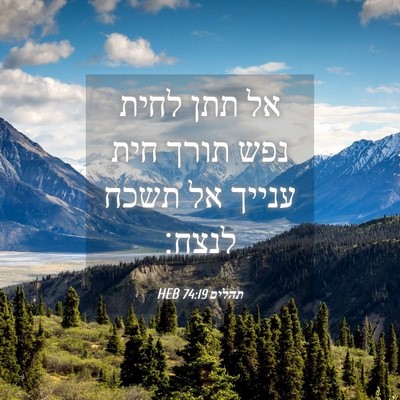Picture 04 - תהלים 74:19 HEB - אל תתן לחית נפש תורך חית - Bible Verse Picture