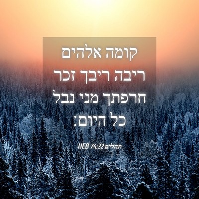 Picture 04 - תהלים 74:22 HEB - קומה אלהים ריבה ריבך זכר - Bible Verse Picture