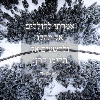 Picture 04 - תהלים 75:4 HEB - אמרתי להוללים אל תהלו - Bible Verse Picture