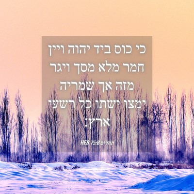 Picture 04 - תהלים 75:8 HEB - כי כוס ביד יהוה ויין חמר - Bible Verse Picture
