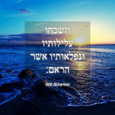 Picture 04 - תהלים 78:11 HEB - וישכחו עלילותיו ונפלאותיו - Bible Verse Picture