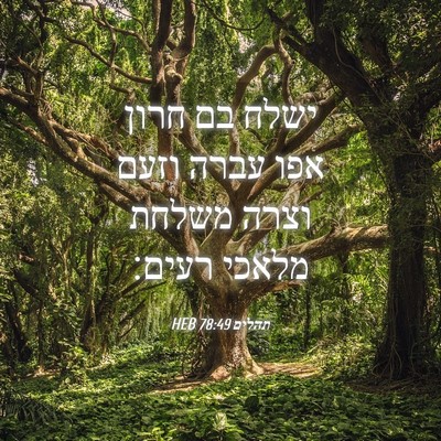 Picture 04 - תהלים 78:49 HEB - ישלח בם חרון אפו עברה וזעם - Bible Verse Picture