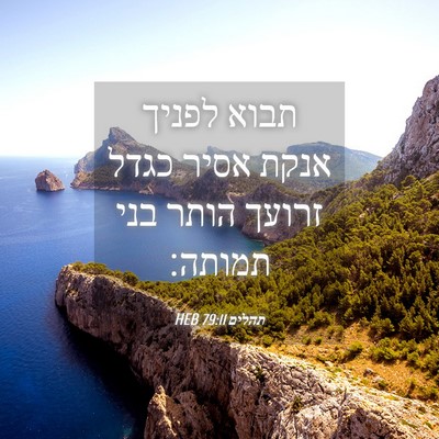 Picture 04 - תהלים 79:11 HEB - תבוא לפניך אנקת אסיר כגדל - Bible Verse Picture