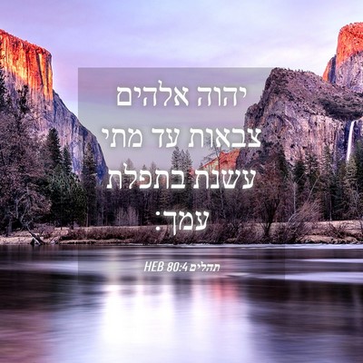 Picture 04 - תהלים 80:4 HEB - יהוה אלהים צבאות עד מתי - Bible Verse Picture