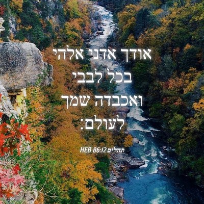 Picture 04 - תהלים 86:12 HEB - אודך אדני אלהי בכל לבבי - Bible Verse Picture