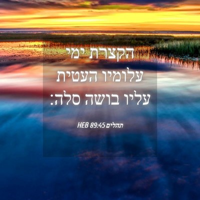 Picture 04 - תהלים 89:45 HEB - הקצרת ימי עלומיו העטית - Bible Verse Picture