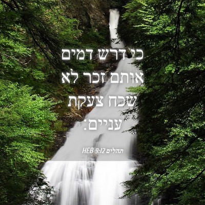 Picture 04 - תהלים 9:12 HEB - כי דרש דמים אותם זכר לא שכח - Bible Verse Picture