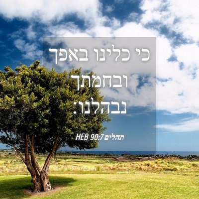 Picture 04 - תהלים 90:7 HEB - כי כלינו באפך ובחמתך - Bible Verse Picture
