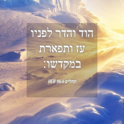 Picture 04 - תהלים 96:6 HEB - הוד והדר לפניו עז ותפארת - Bible Verse Picture