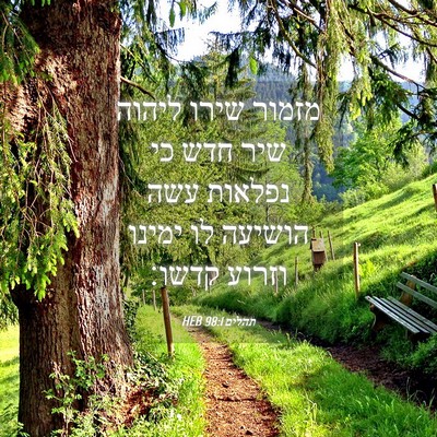 Picture 04 - תהלים 98:1 HEB - מזמור שירו ליהוה שיר חדש כי - Bible Verse Picture