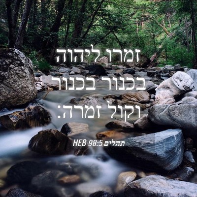 Picture 04 - תהלים 98:5 HEB - זמרו ליהוה בכנור בכנור - Bible Verse Picture
