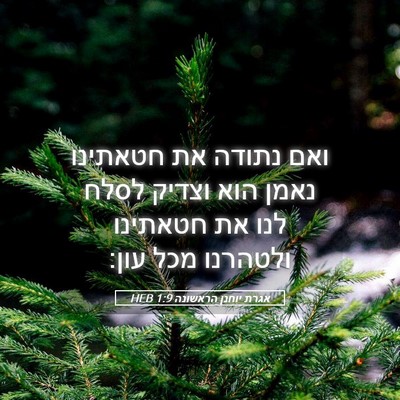 Picture 05 - אגרת יוחנן הראשונה 1:9 HEB - ואם נתודה את חטאתינו נאמן - Bible Verse Picture