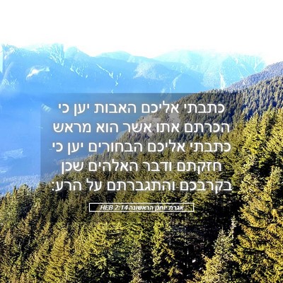 Picture 05 - אגרת יוחנן הראשונה 2:14 HEB - כתבתי אליכם האבות יען כי - Bible Verse Picture