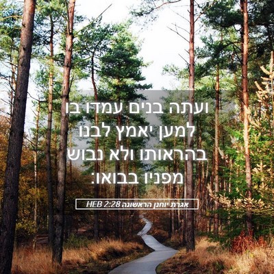 Picture 05 - אגרת יוחנן הראשונה 2:28 HEB - ועתה בנים עמדו בו למען יאמץ - Bible Verse Picture