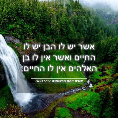 Picture 05 - אגרת יוחנן הראשונה 5:12 HEB - אשר יש לו הבן יש לו החיים - Bible Verse Picture