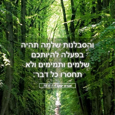 Picture 05 - אגרת יעקב 1:4 HEB - והסבלנות שלמה תהיה בפעלה - Bible Verse Picture