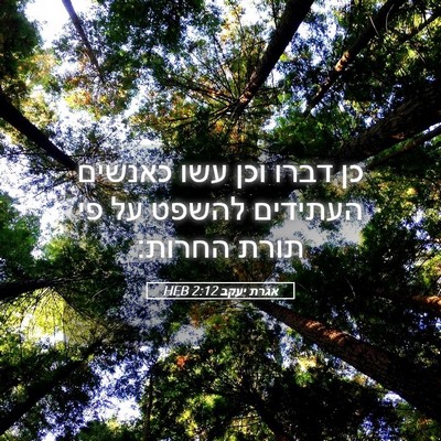 Picture 05 - אגרת יעקב 2:12 HEB - כן דברו וכן עשו כאנשים - Bible Verse Picture