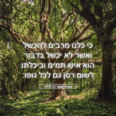 Picture 05 - אגרת יעקב 3:2 HEB - כי כלנו מרבים להכשל ואשר לא - Bible Verse Picture