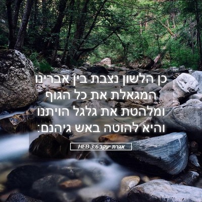 Picture 05 - אגרת יעקב 3:6 HEB - כן הלשון נצבת בין אברינו - Bible Verse Picture