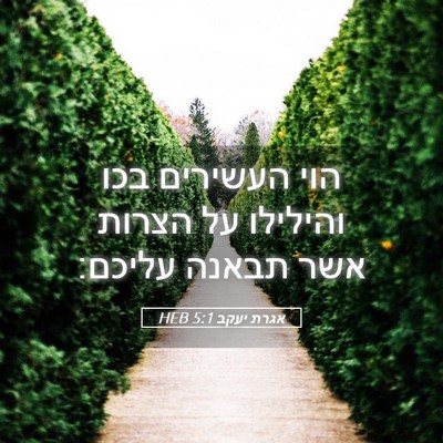 Picture 05 - אגרת יעקב 5:1 HEB - הוי העשירים בכו והילילו על - Bible Verse Picture