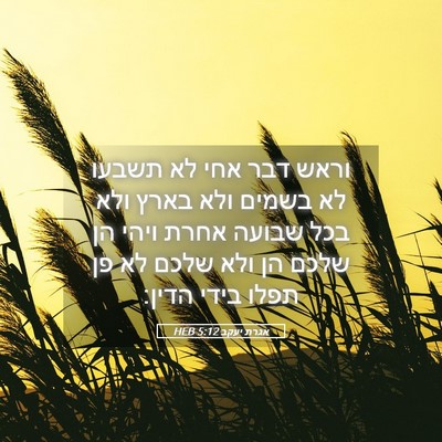 Picture 05 - אגרת יעקב 5:12 HEB - וראש דבר אחי לא תשבעו לא - Bible Verse Picture