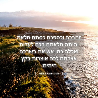 Picture 05 - אגרת יעקב 5:3 HEB - זהבכם וכספכם כסתם חלאה - Bible Verse Picture