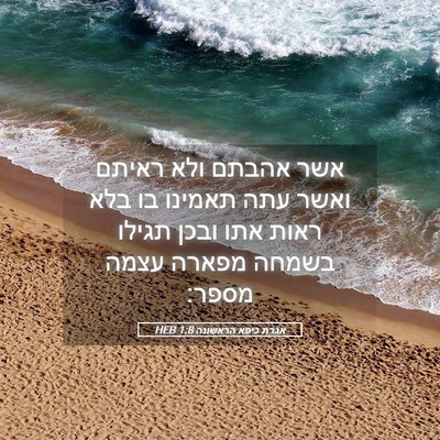 Picture 05 - אגרת כיפא הראשונה 1:8 HEB - אשר אהבתם ולא ראיתם ואשר - Bible Verse Picture