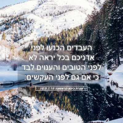 Picture 05 - אגרת כיפא הראשונה 2:18 HEB - העבדים הכנעו לפני אדניכם - Bible Verse Picture