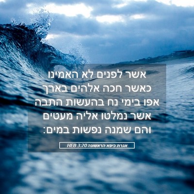 Picture 05 - אגרת כיפא הראשונה 3:20 HEB - אשר לפנים לא האמינו כאשר - Bible Verse Picture