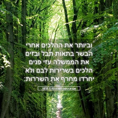 Picture 05 - אגרת כיפא השניה 2:10 HEB - וביותר את ההלכים אחרי הבשר - Bible Verse Picture