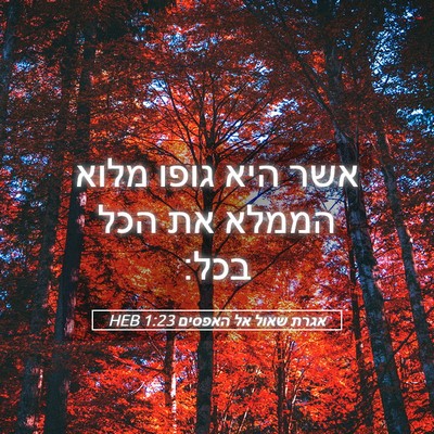 Picture 05 - אגרת שאול אל האפסים 1:23 HEB - אשר היא גופו מלוא הממלא את - Bible Verse Picture