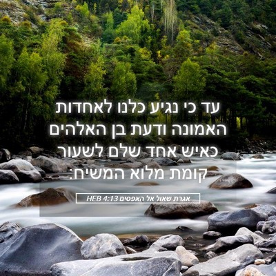Picture 05 - אגרת שאול אל האפסים 4:13 HEB - עד כי נגיע כלנו לאחדות - Bible Verse Picture
