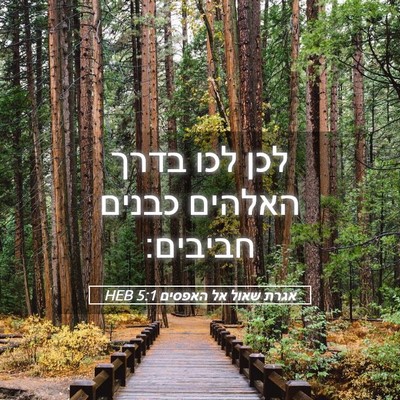 Picture 05 - אגרת שאול אל האפסים 5:1 HEB - לכן לכו בדרך האלהים כבנים - Bible Verse Picture