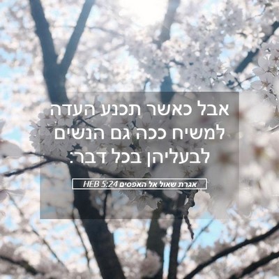 Picture 05 - אגרת שאול אל האפסים 5:24 HEB - אבל כאשר תכנע העדה למשיח - Bible Verse Picture