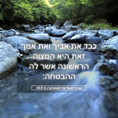 Picture 05 - אגרת שאול אל האפסים 6:2 HEB - כבד את אביך ואת אמך זאת היא - Bible Verse Picture