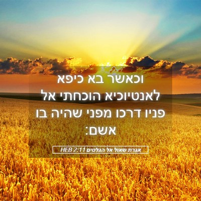Picture 05 - אגרת שאול אל הגלטים 2:11 HEB - וכאשר בא כיפא לאנטיוכיא - Bible Verse Picture