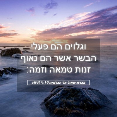 Picture 05 - אגרת שאול אל הגלטים 5:19 HEB - וגלוים הם פעלי הבשר אשר הם - Bible Verse Picture