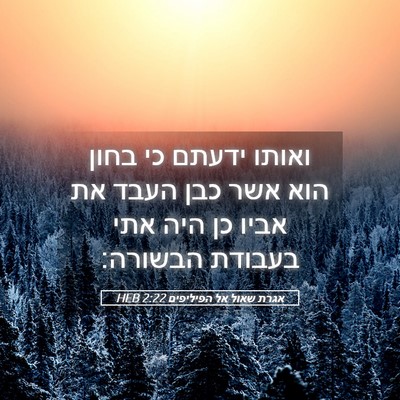 Picture 05 - אגרת שאול אל הפיליפים 2:22 HEB - ואותו ידעתם כי בחון הוא אשר - Bible Verse Picture