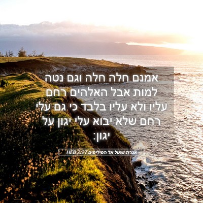 Picture 05 - אגרת שאול אל הפיליפים 2:27 HEB - אמנם חלה חלה וגם נטה למות - Bible Verse Picture