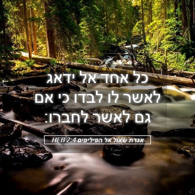Picture 05 - אגרת שאול אל הפיליפים 2:4 HEB - כל אחד אל ידאג לאשר לו לבדו - Bible Verse Picture