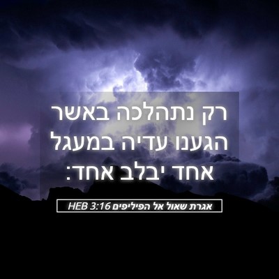 Picture 05 - אגרת שאול אל הפיליפים 3:16 HEB - רק נתהלכה באשר הגענו עדיה - Bible Verse Picture