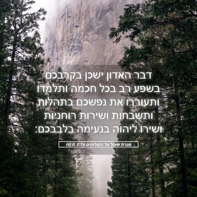 Picture 05 - אגרת שאול אל הקולוסים 3:16 HEB - דבר האדון ישכן בקרבכם בשפע - Bible Verse Picture