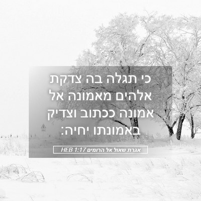 Picture 05 - אגרת שאול אל הרומים 1:17 HEB - כי תגלה בה צדקת אלהים - Bible Verse Picture
