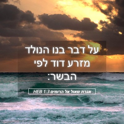 Picture 05 - אגרת שאול אל הרומים 1:3 HEB - על דבר בנו הנולד מזרע דוד - Bible Verse Picture