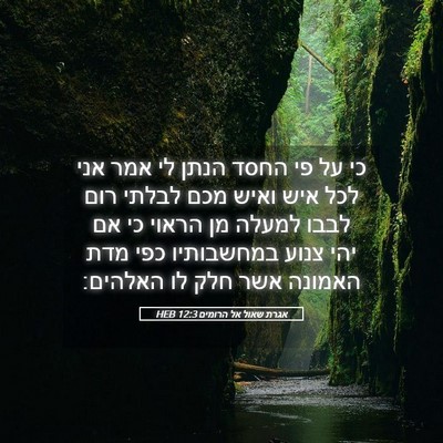 Picture 05 - אגרת שאול אל הרומים 12:3 HEB - כי על פי החסד הנתן לי אמר - Bible Verse Picture