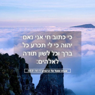 Picture 05 - אגרת שאול אל הרומים 14:11 HEB - כי כתוב חי אני נאם יהוה כי - Bible Verse Picture