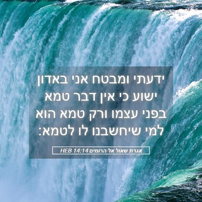 Picture 05 - אגרת שאול אל הרומים 14:14 HEB - ידעתי ומבטח אני באדון ישוע - Bible Verse Picture