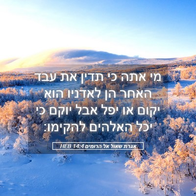 Picture 05 - אגרת שאול אל הרומים 14:4 HEB - מי אתה כי תדין את עבד האחר - Bible Verse Picture