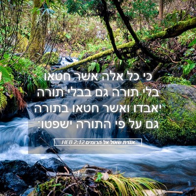 Picture 05 - אגרת שאול אל הרומים 2:12 HEB - כי כל אלה אשר חטאו בלי תורה - Bible Verse Picture
