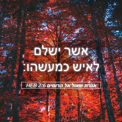 Picture 05 - אגרת שאול אל הרומים 2:6 HEB - אשר ישלם לאיש - Bible Verse Picture